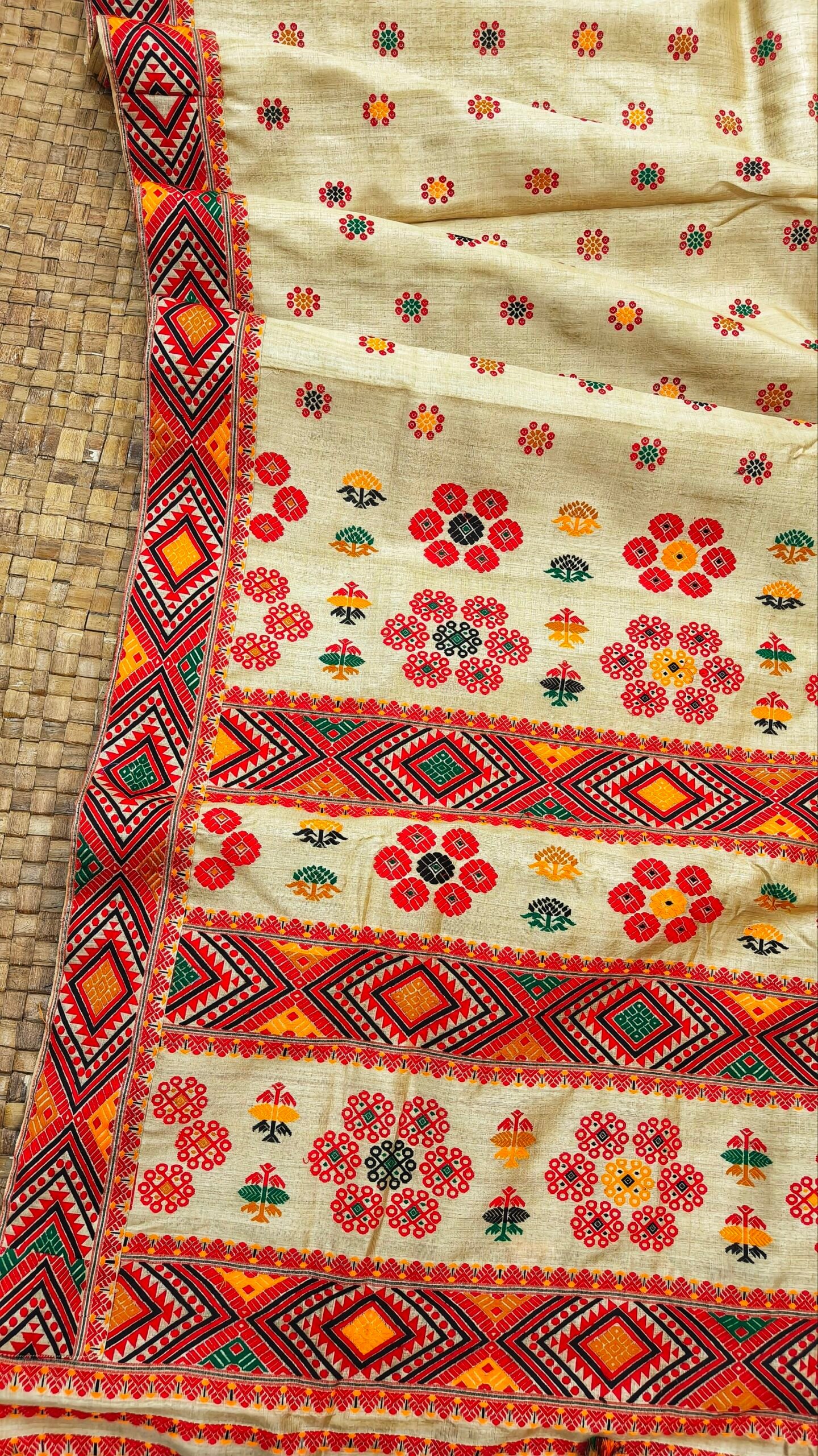 Pure Tussar By Muga Silk Thread Work Assam Silk Saree