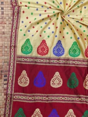 Exclusive Vip Mulberry (Paat) Assam Silk Saree With Double Blouse Piece - Beige | Mayurisilk