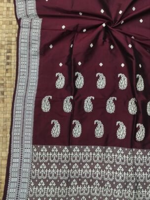 COffee Mulberry Paat Assam Silk Saree With Interwoven Border | Mayurisilk