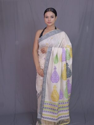 WHITE ERI BY ERI ASSSAM SILK SAREE MAYURISILK
