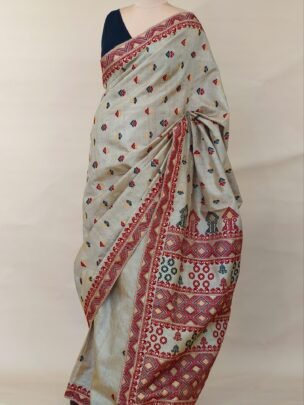 PURE MUGA ASSAM SILK SAREE BEIGE MAYURISILK