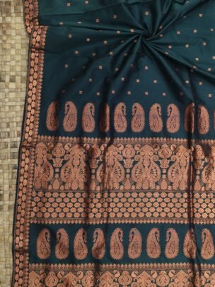 BOTTLE GREEN MULBERRY ( PAAT ) COPPER ZARI ASSAM SILK SAREEE MAYURISILK