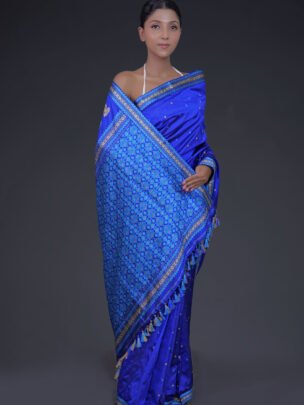 ROYAL BLUE THREAD MULBERRY( PAAT ) ASSAM SILK SAREE MAYURISILK
