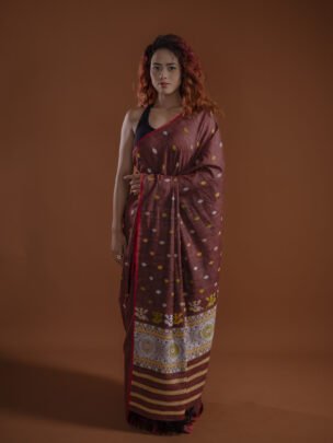 Maroon Eri Silk Saree With Interwoven Border Mayurisilk