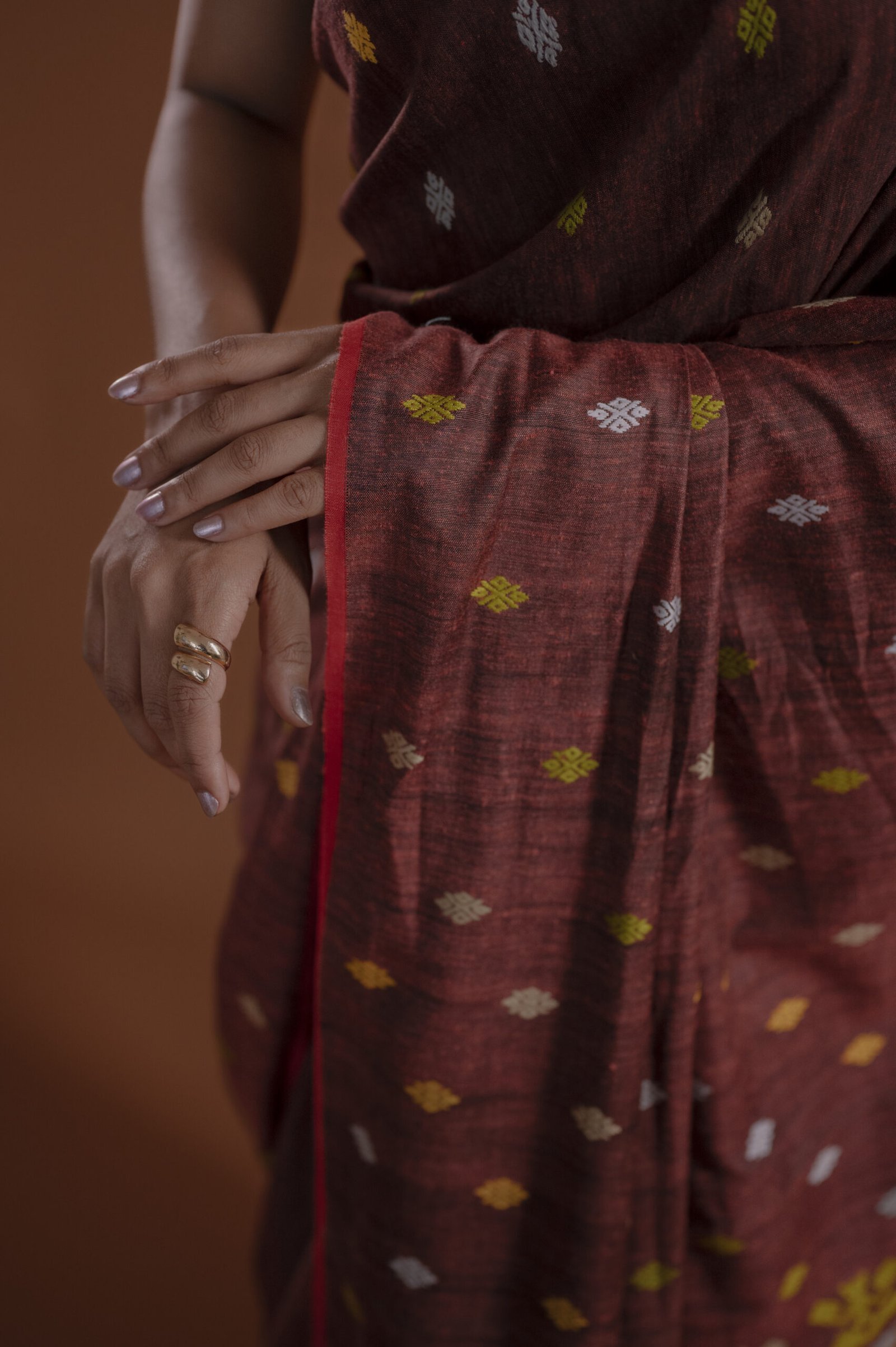 Maroon Eri Silk Saree With Interwoven Border Mayurisilk - Image 2