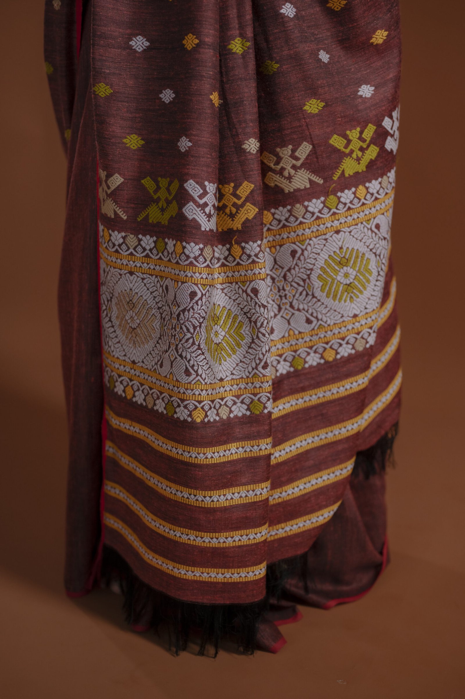 Maroon Eri Silk Saree With Interwoven Border Mayurisilk - Image 3