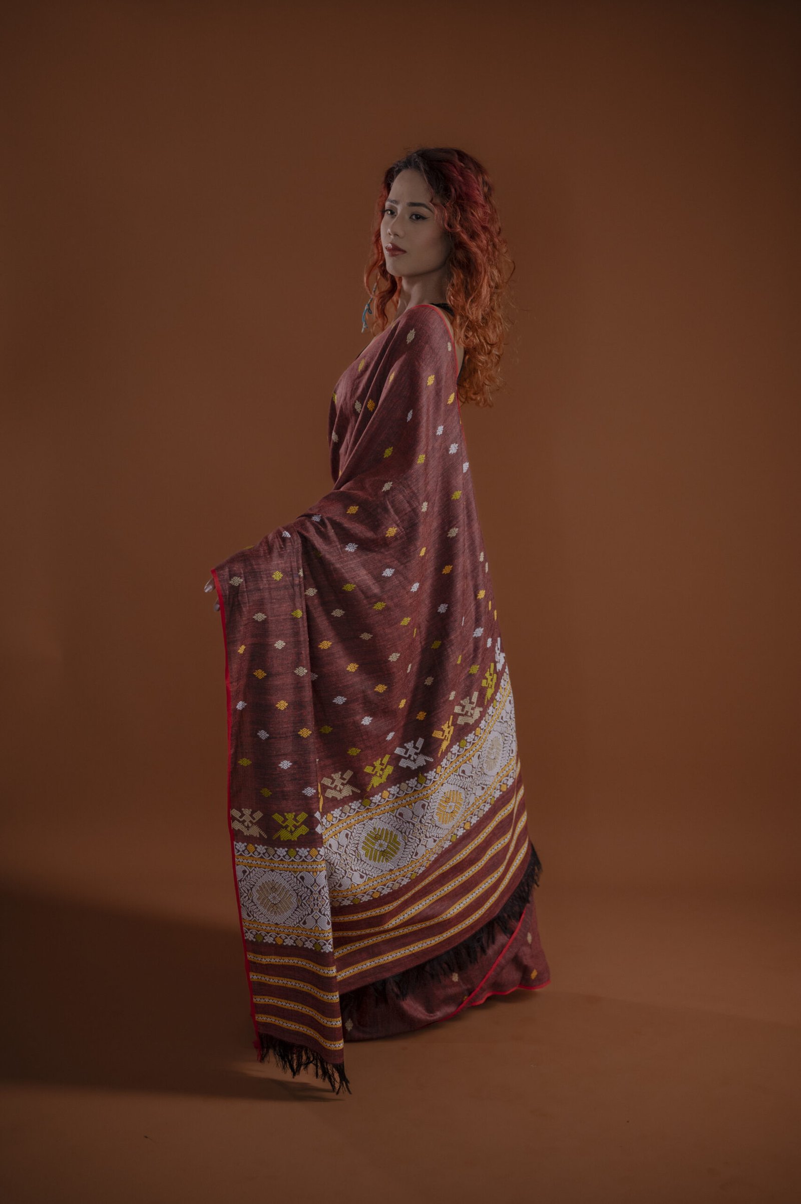 Maroon Eri Silk Saree With Interwoven Border Mayurisilk - Image 4