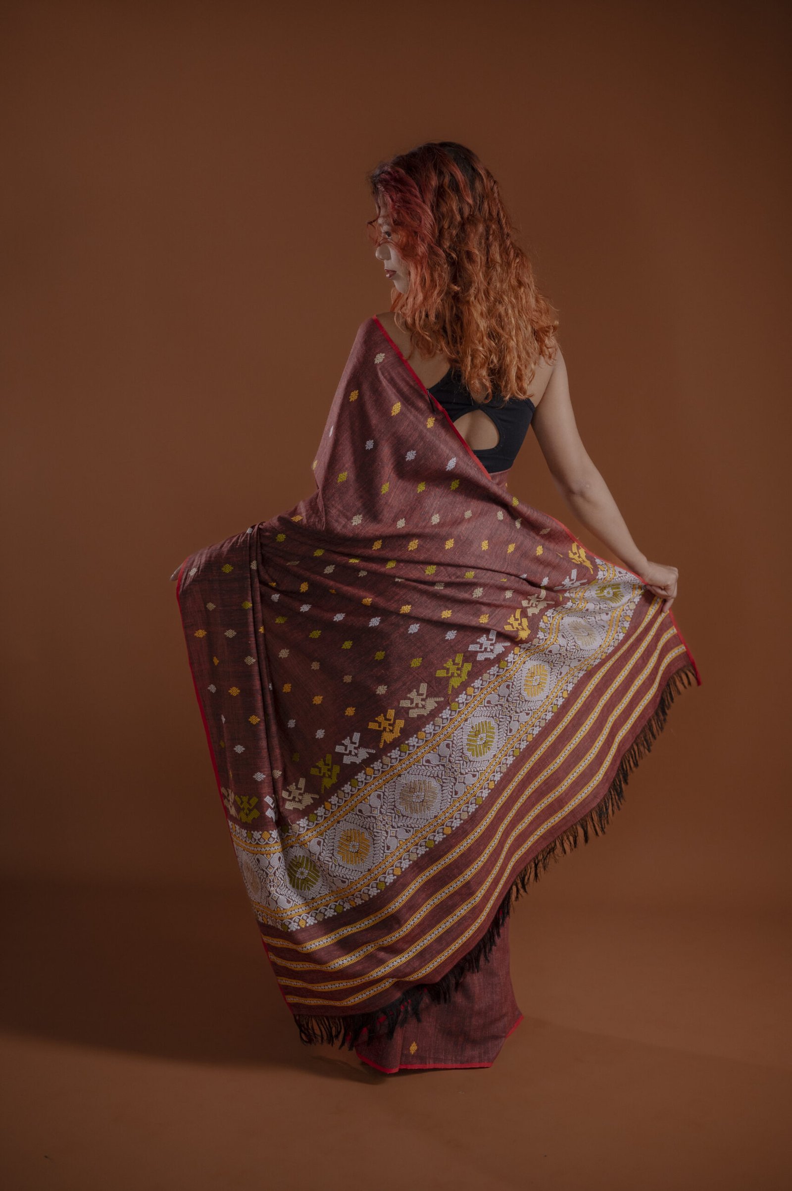 Maroon Eri Silk Saree With Interwoven Border Mayurisilk - Image 5