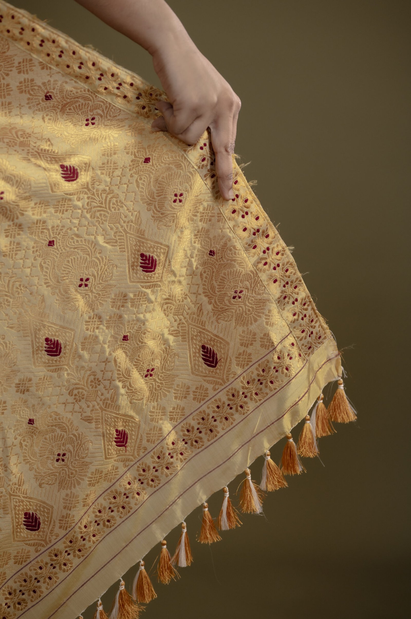 GOLD MULBERRY GOLDEN ZARI ASSAM SILK SAREE MAYURISILK - Image 7