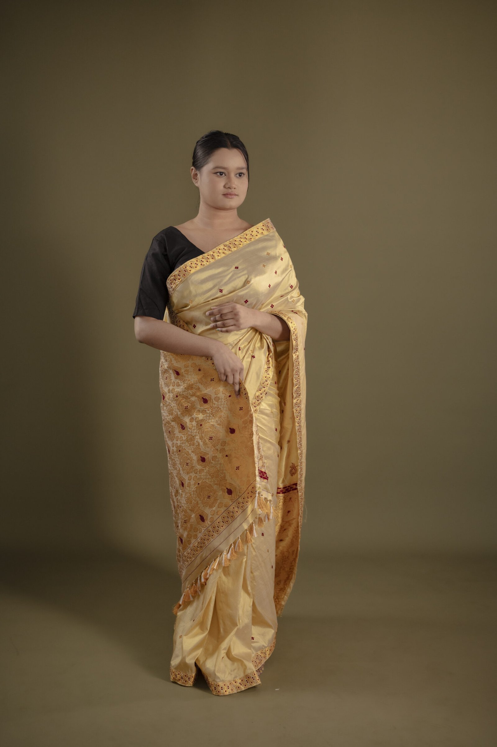 GOLD MULBERRY GOLDEN ZARI ASSAM SILK SAREE MAYURISILK