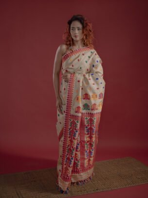 Tussar Muga Assam Silk Saree With Multicoloured Motifs