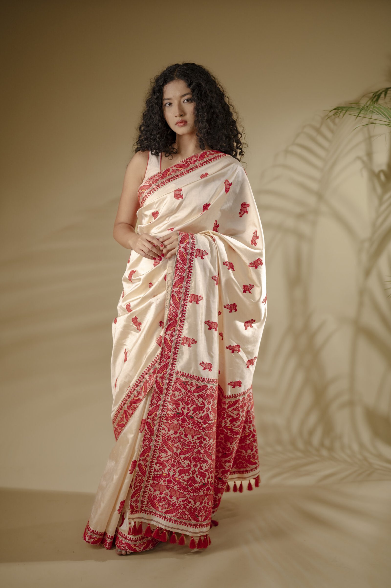 Tussar Mulberry (Paat) Silk Saree With Rhino Motifs - Image 5