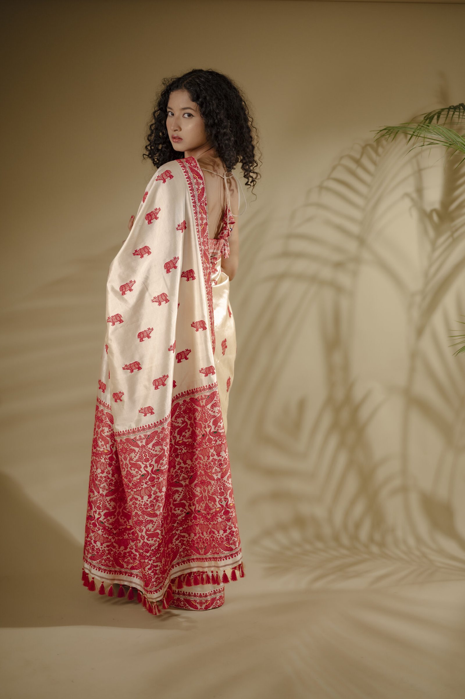 Tussar Mulberry (Paat) Silk Saree With Rhino Motifs - Image 2