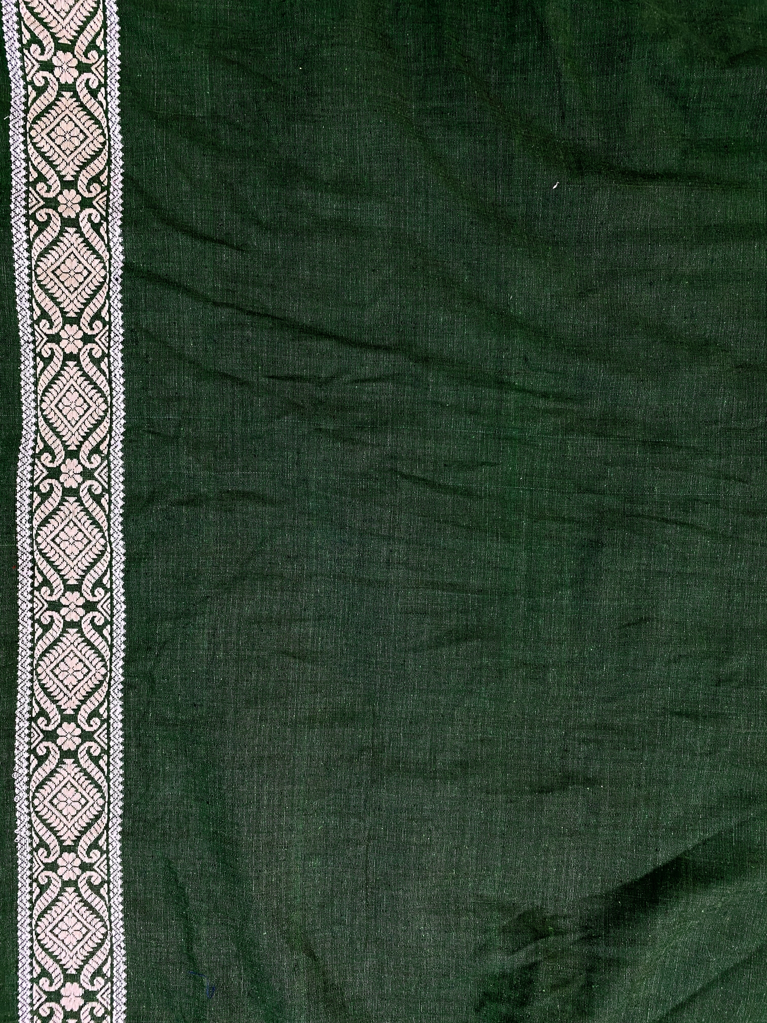 Green Pure Eri Mulberry Assam Silk Saree with Thread Work – ES34