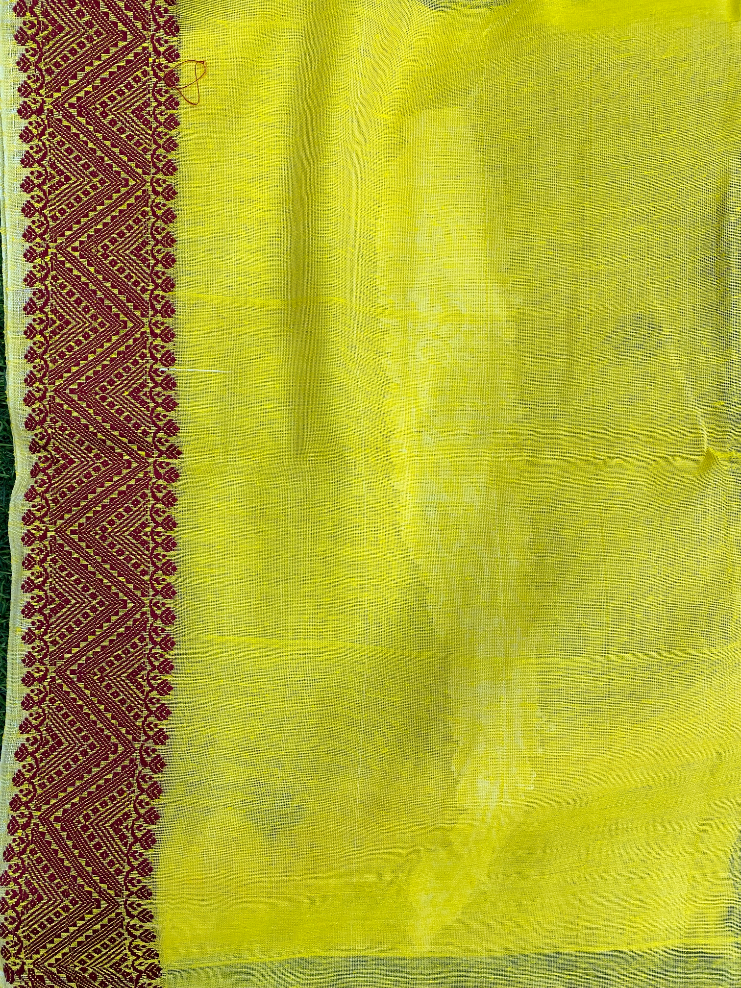 Yellow Pure Eri Mulberry Assam Silk Saree with Thread Work – ES50