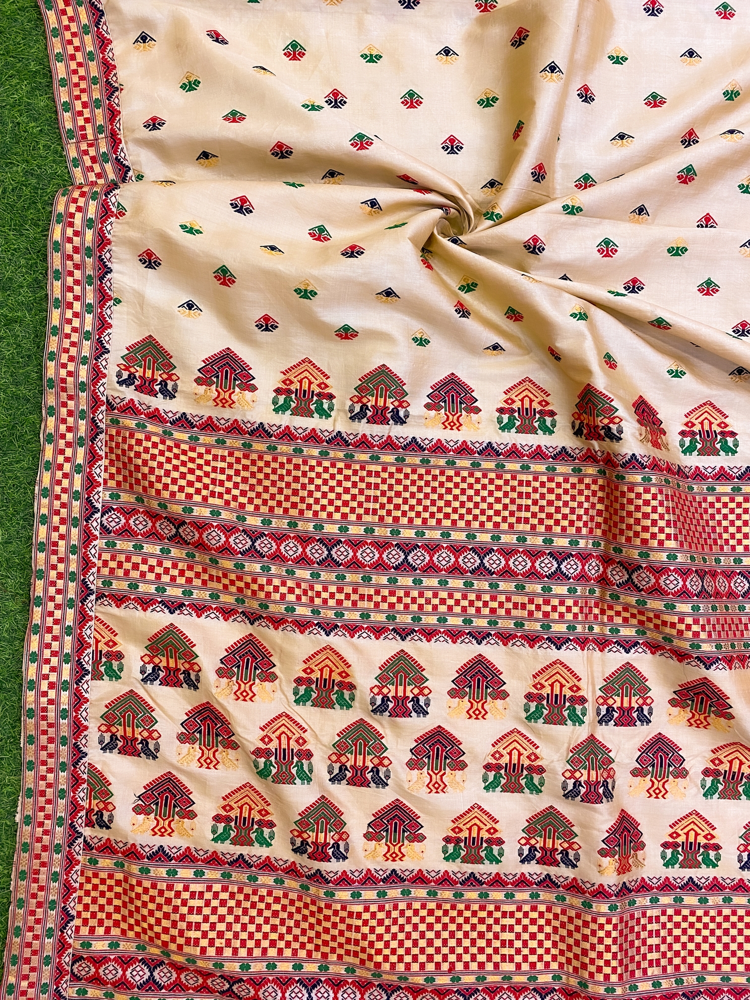 Pure Tussar Assam Silk Saree with Zair and thread Work – MS240