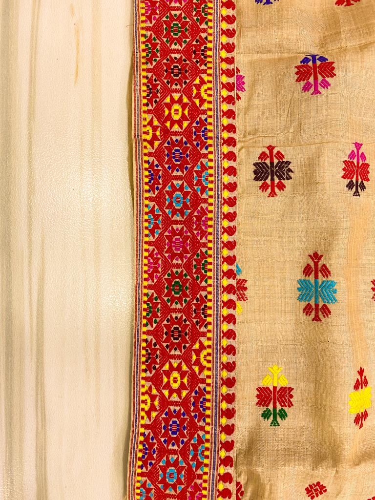 Pure Muga Assam Silk Saree with Multicolour Thread Work -2